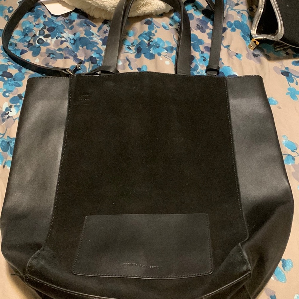 French connection black with suede bag with shoulder strap